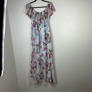 Torrid Size 2 Maxi High low Dress Baby/Periwinkle Blue Pink Floral Plus 18/20